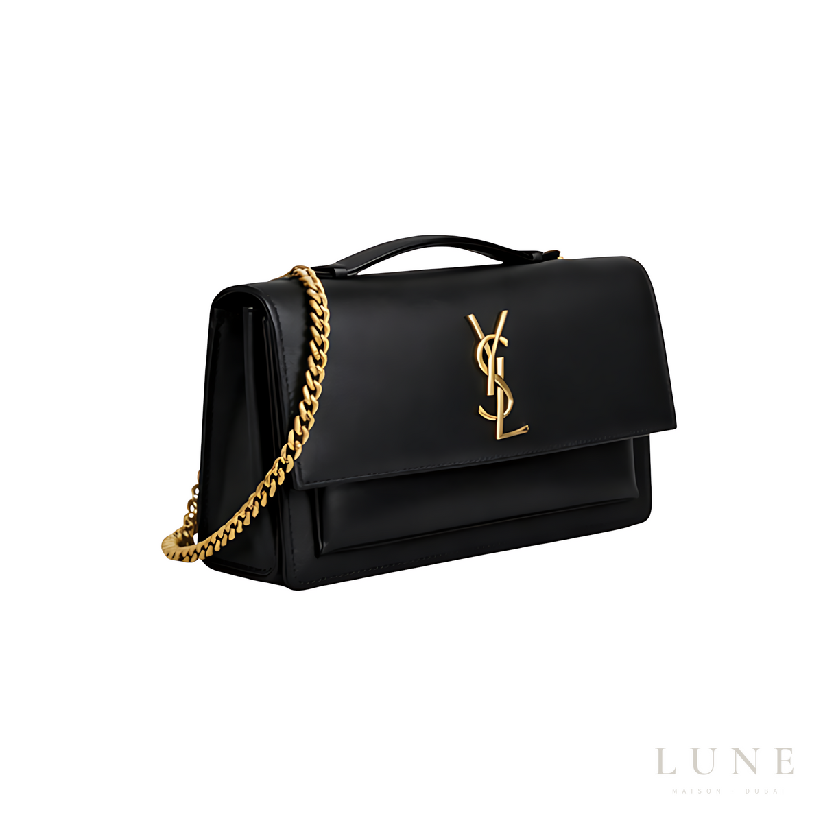 Saint Laurent Sunset Bag.made from Smooth / Crocodile-Embossed Calfskin Leather