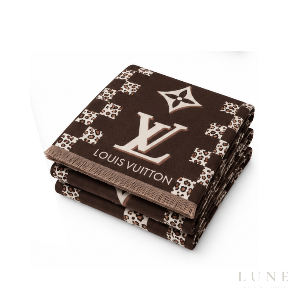 Louis Vuitton Checkered Leopard Scarf – Brown