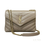 Saint Laurent Loulou Small Chain Bag - Taupe / Beige Calfskin Leather