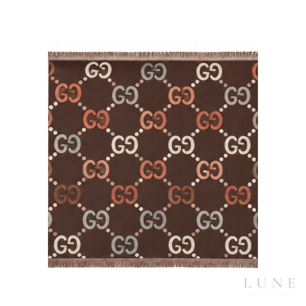 Gucci GG Monogram Scarf – Dark Brown