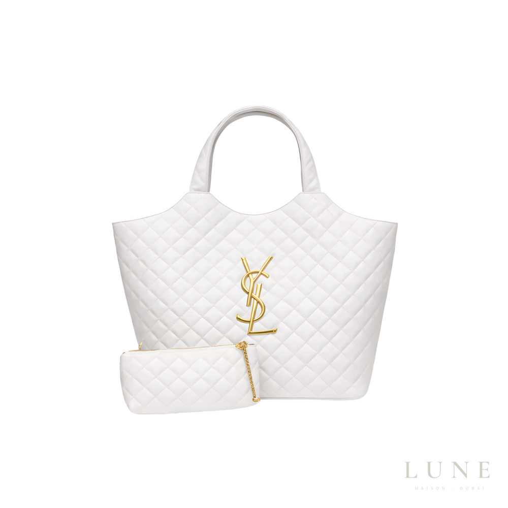 YSL Icare Maxi White Lambskin