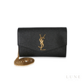 Saint Laurent Uptown Grain Chain Wallet – Black