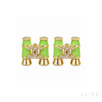 Chanel CC Bamboo Lime Green Earrings