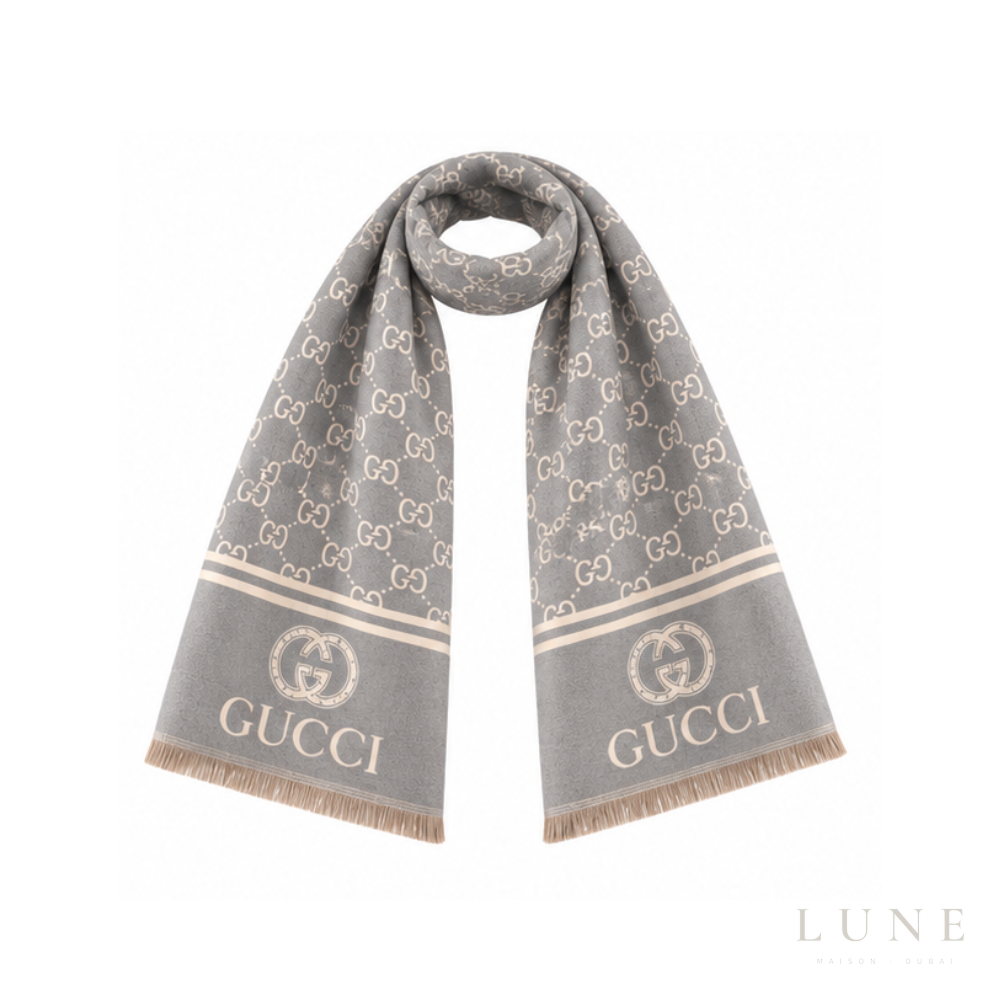 Gucci | Scarf GG Monogram Jacquard Grey - View 3