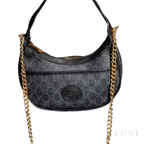 Gucci GG Supreme Mini Half-Moon Shoulder Bag – Black - View 3