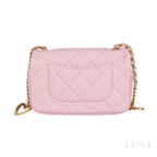 Chanel Mini Rectangular Flap Bag with Heart Chain - Pink Lambskin and Antique Gold-Tone Hardware