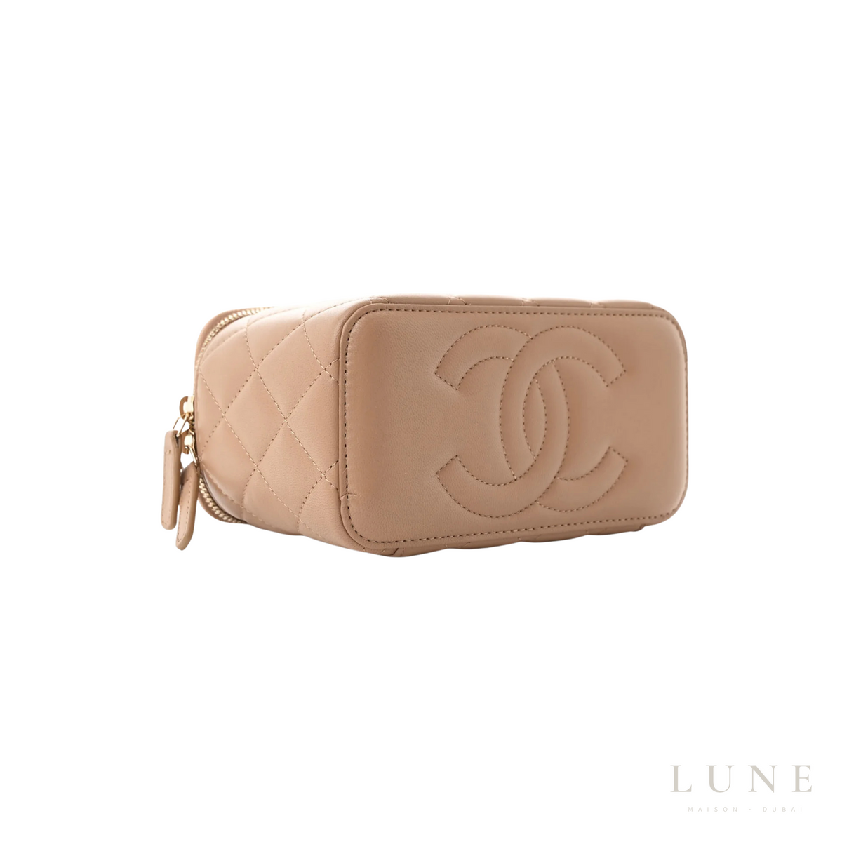 Chanel Small Vanity Case Chain Beige