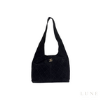 Chanel Quilted Suede Hobo Bag – Black - View 1