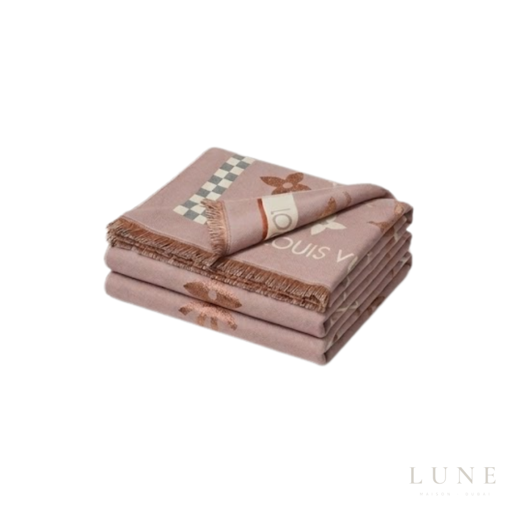 Louis Vuitton Monogram Heart Beige Rose Scarf