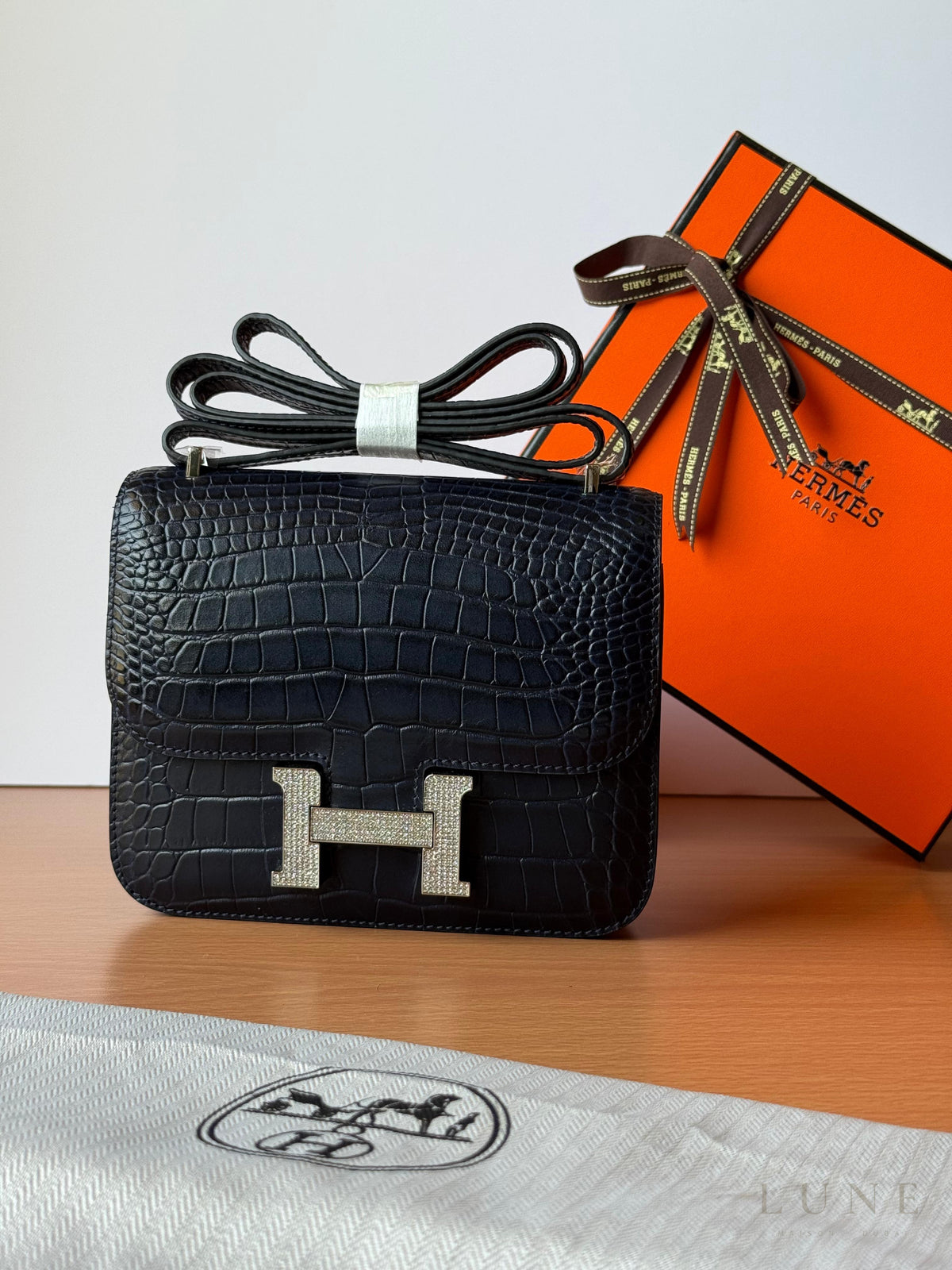 Hermès Constance Black Croc