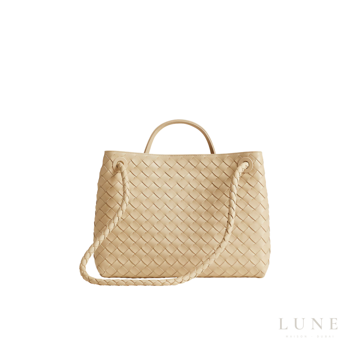 Bottega Veneta Andiamo Beige Leather Tote Bag