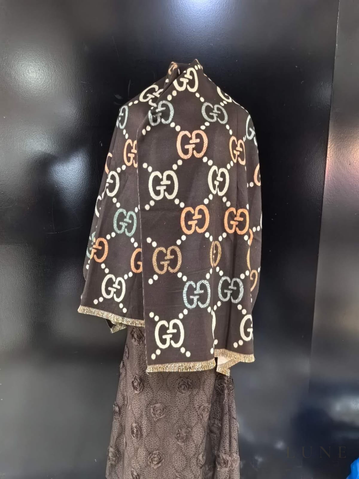 Gucci GG Jacquard Scarf – Dark Brown