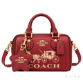 Coach Bag | Mini Rowan Crossbody Bag (featuring a prominent horse & carriage motif and matching star logo charm) – Crimson Red – Cherry (Pebbled leather with gold-tone hardware)