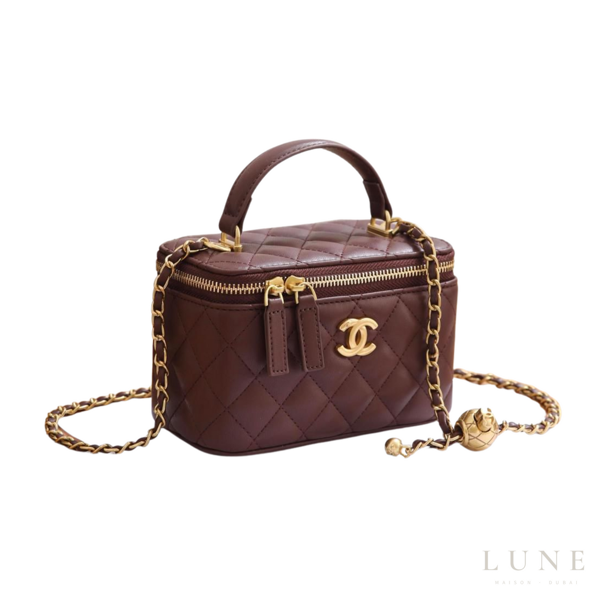 Chanel Small Vanity Case Chain Burgundy