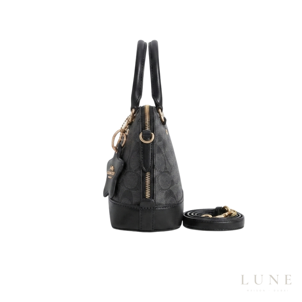 Coach Dome Satchel – Black Signature Monogram - View 3