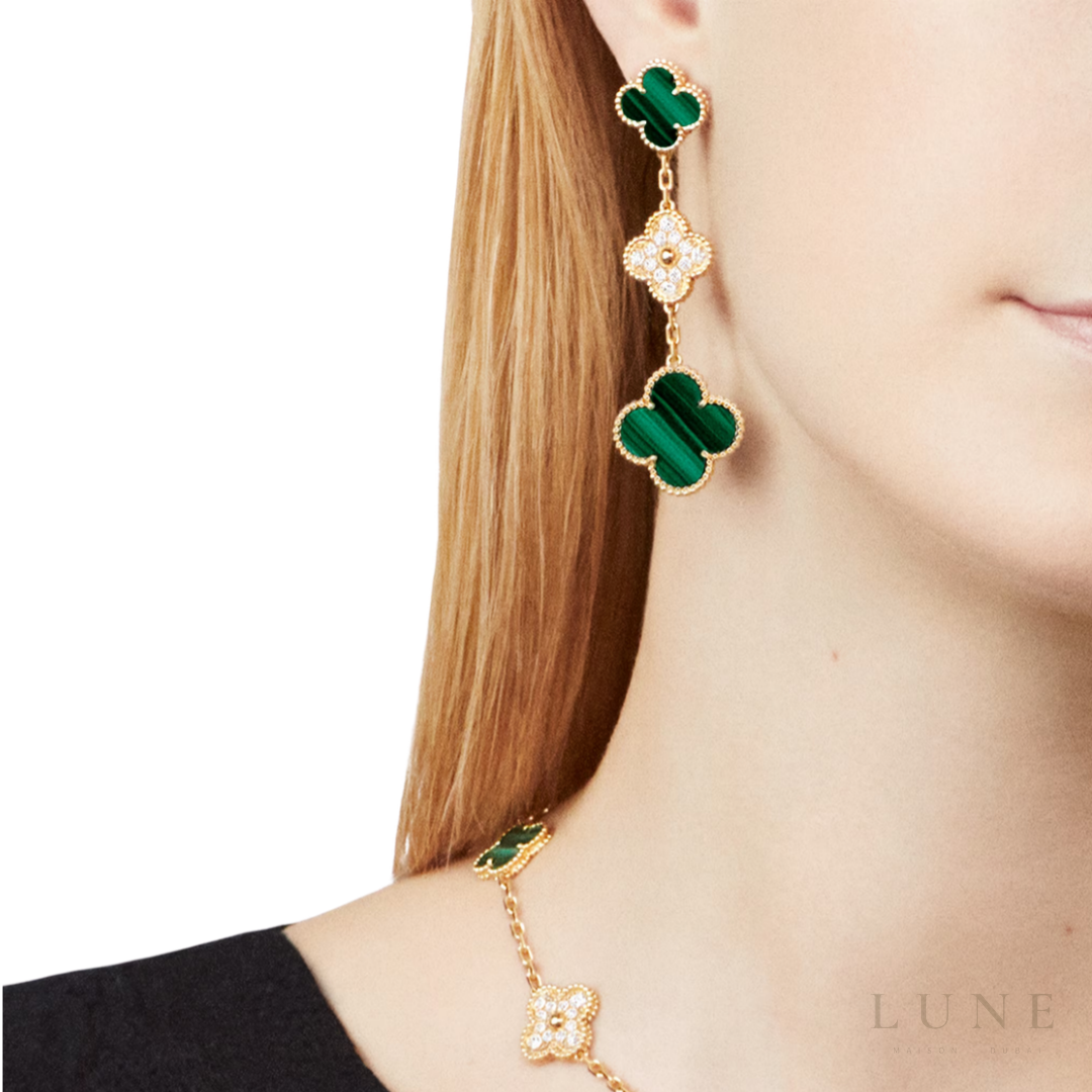 Van Cleef Gold Malachite Diamond Set