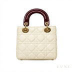 Dior Lady Dior-Style Mini Handbag – Ivory & Burgundy - View 4
