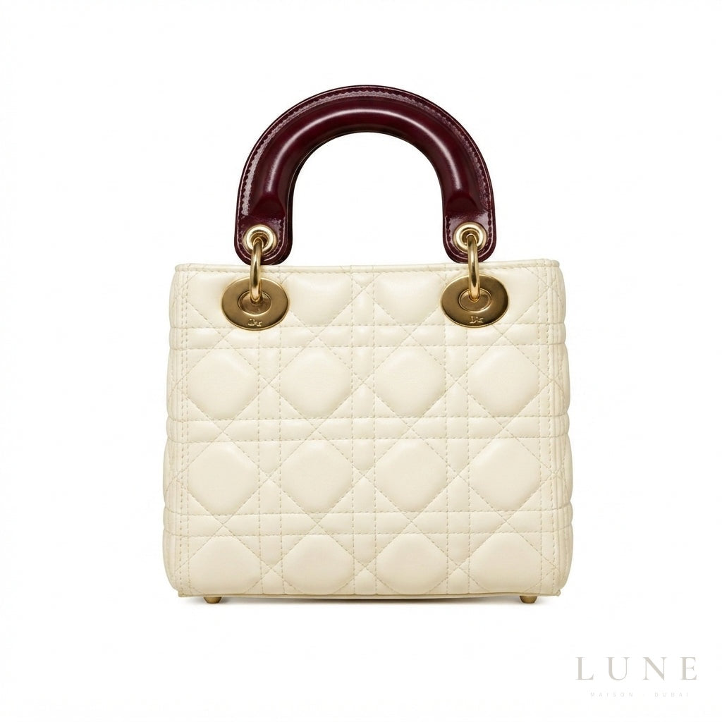 Dior Lady Dior-Style Mini Handbag – Ivory & Burgundy - View 4
