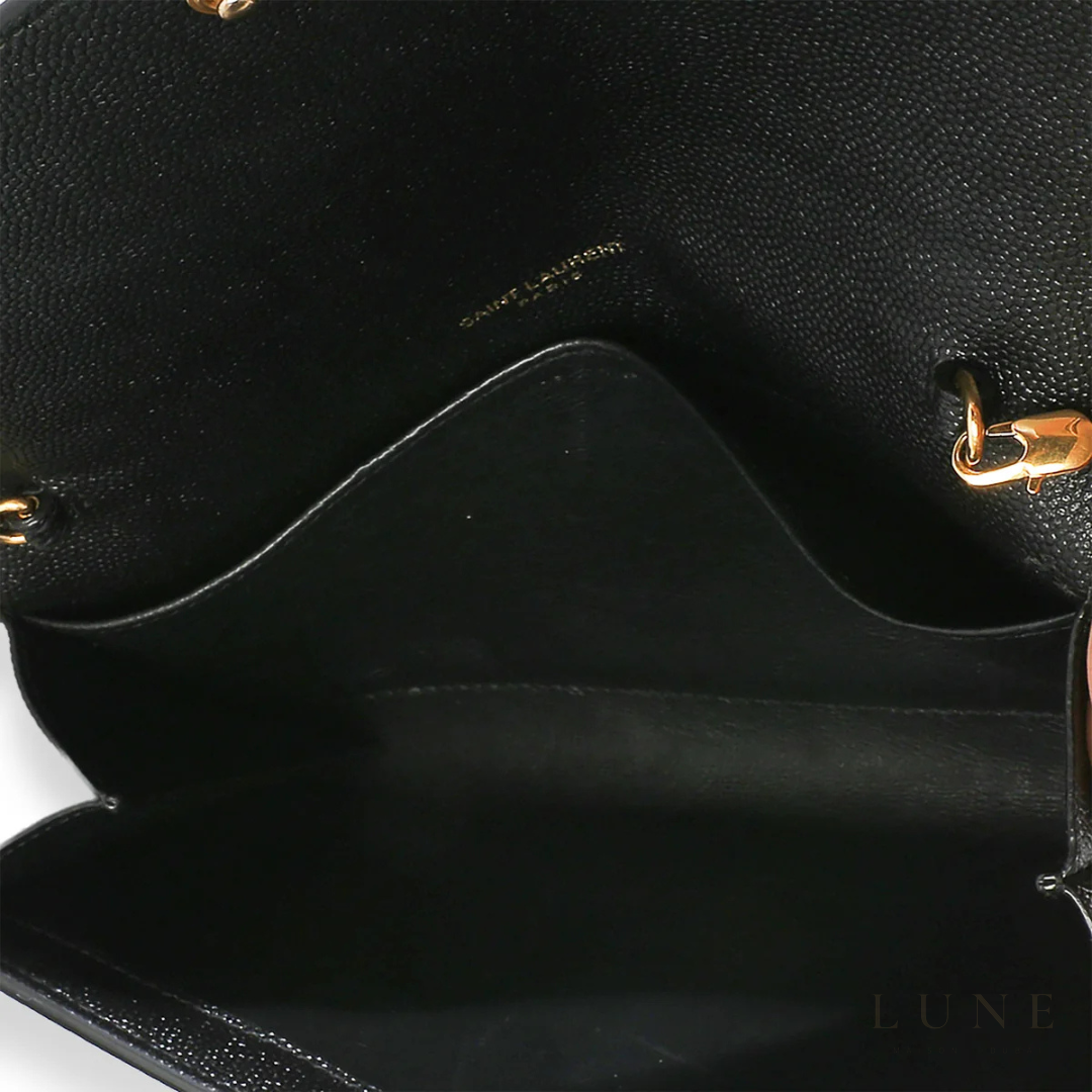 Saint Laurent Uptown Grain Chain Wallet – Black