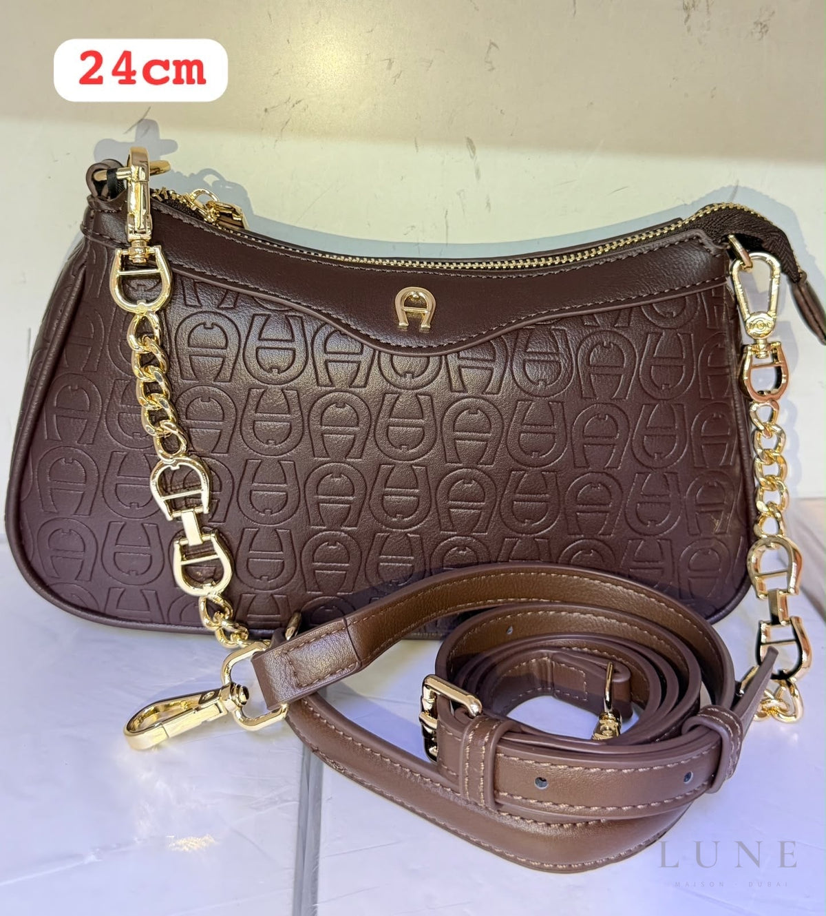 Aigner Bag | Delia Monogram Shoulder Bag – Brown