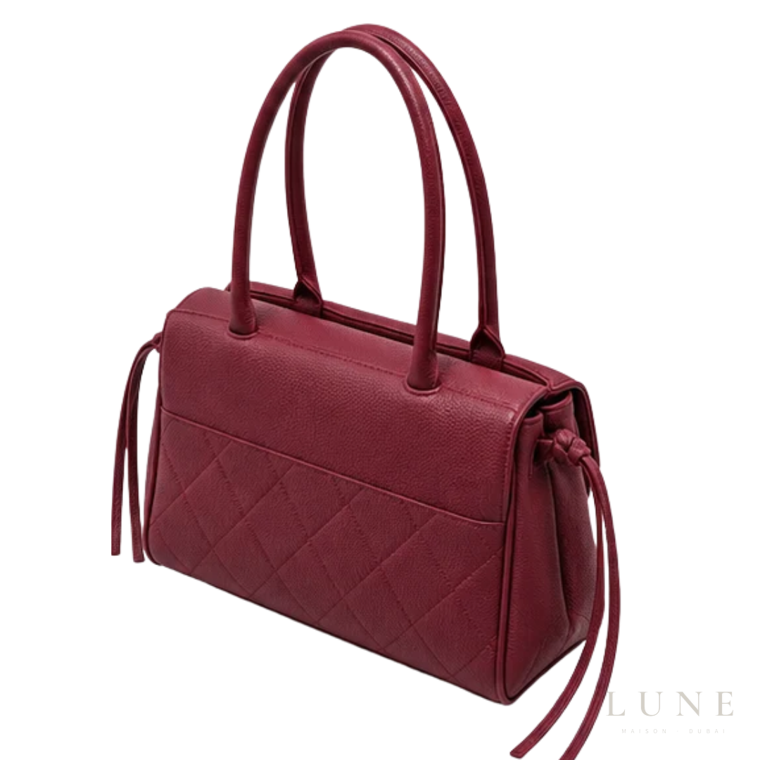 Chanel Bag | Urban Essentials Small Shopping Bag (East-West Baguette Tote) – Burgundy (Grained calfskin leather with gold-tone hardware)