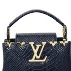 Louis Vuitton Navy Textured Bag – Gold-Tone Detail - View 2