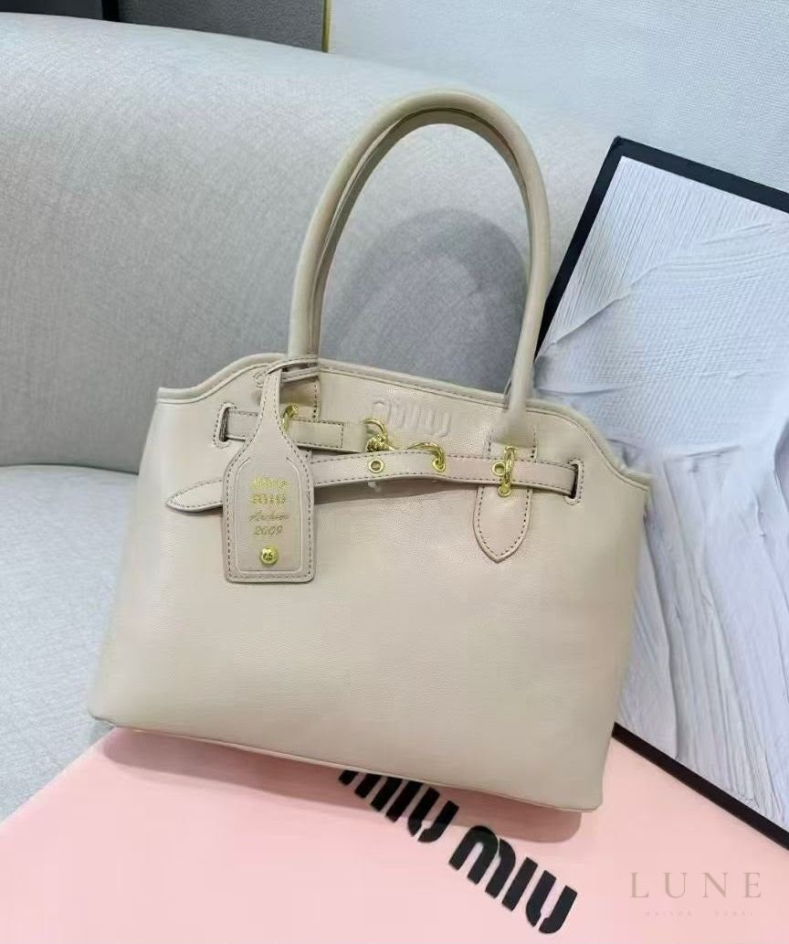 Miu Miu Bag | Aventure Nappa Leather Bag (Archive 2009 Edition) – Beige (Corda – Cream with gold-tone hardware)