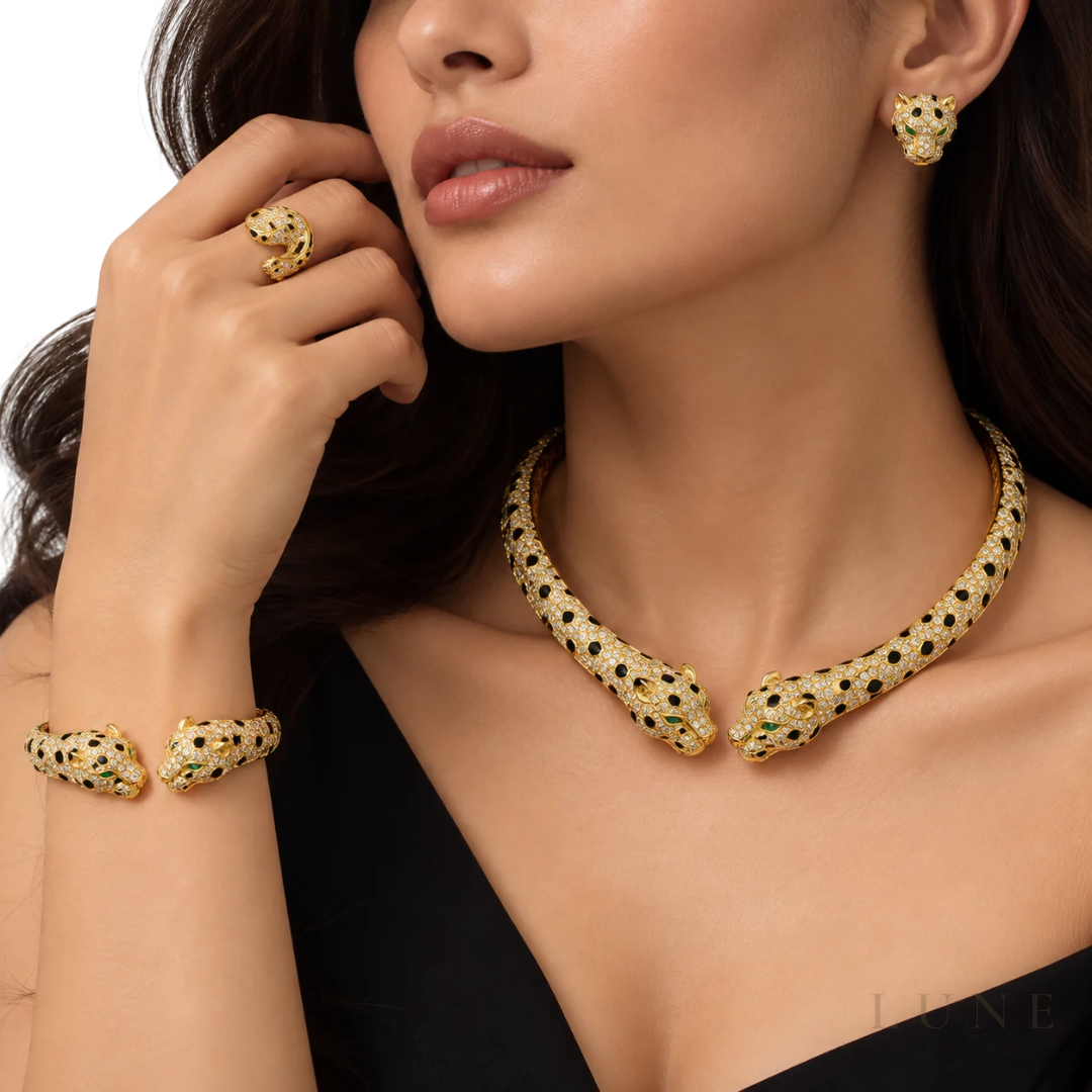 Cartier Panthere De Cartier Emerald Onyx Yellow Gold Set