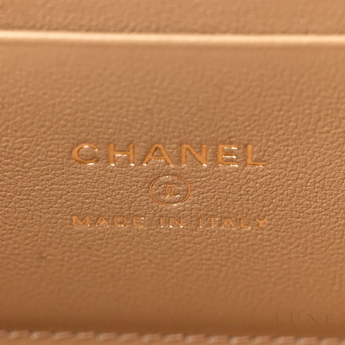 Chanel Small Vanity Case Chain Beige