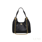 Chanel Medium Hobo Handbag Black Calfskin