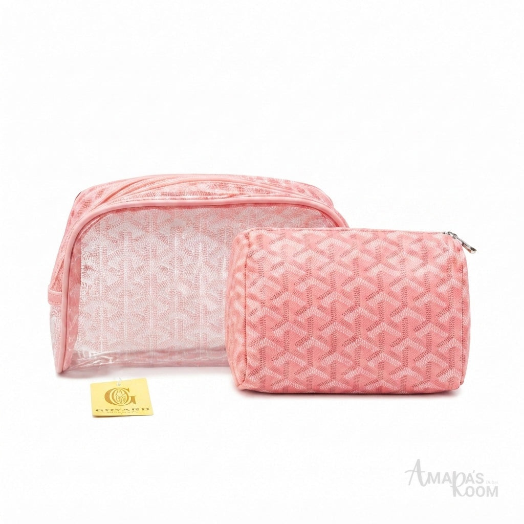 Goyard Goyardine Cosmetic Toiletry Pouch Set – Pink - View 3