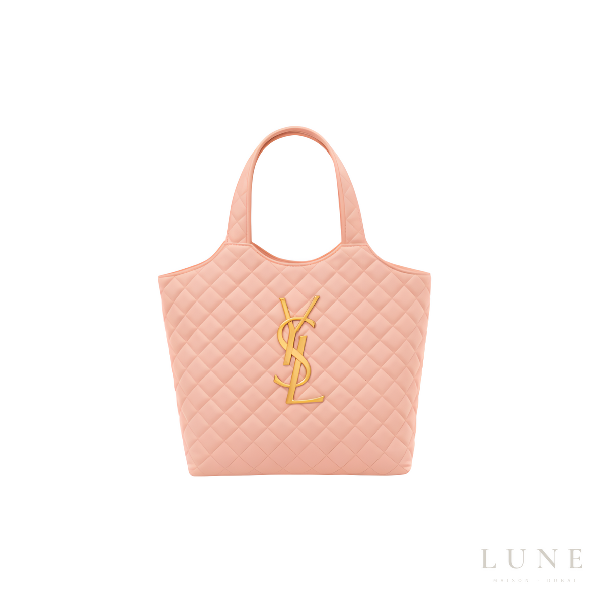 YSL Icare Maxi Quilted Lambskin Tote Pale