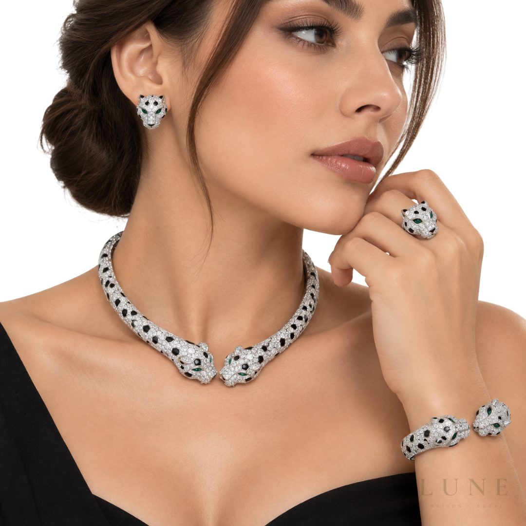 Cartier Panthere De Cartier Emerald Onyx White Gold Set