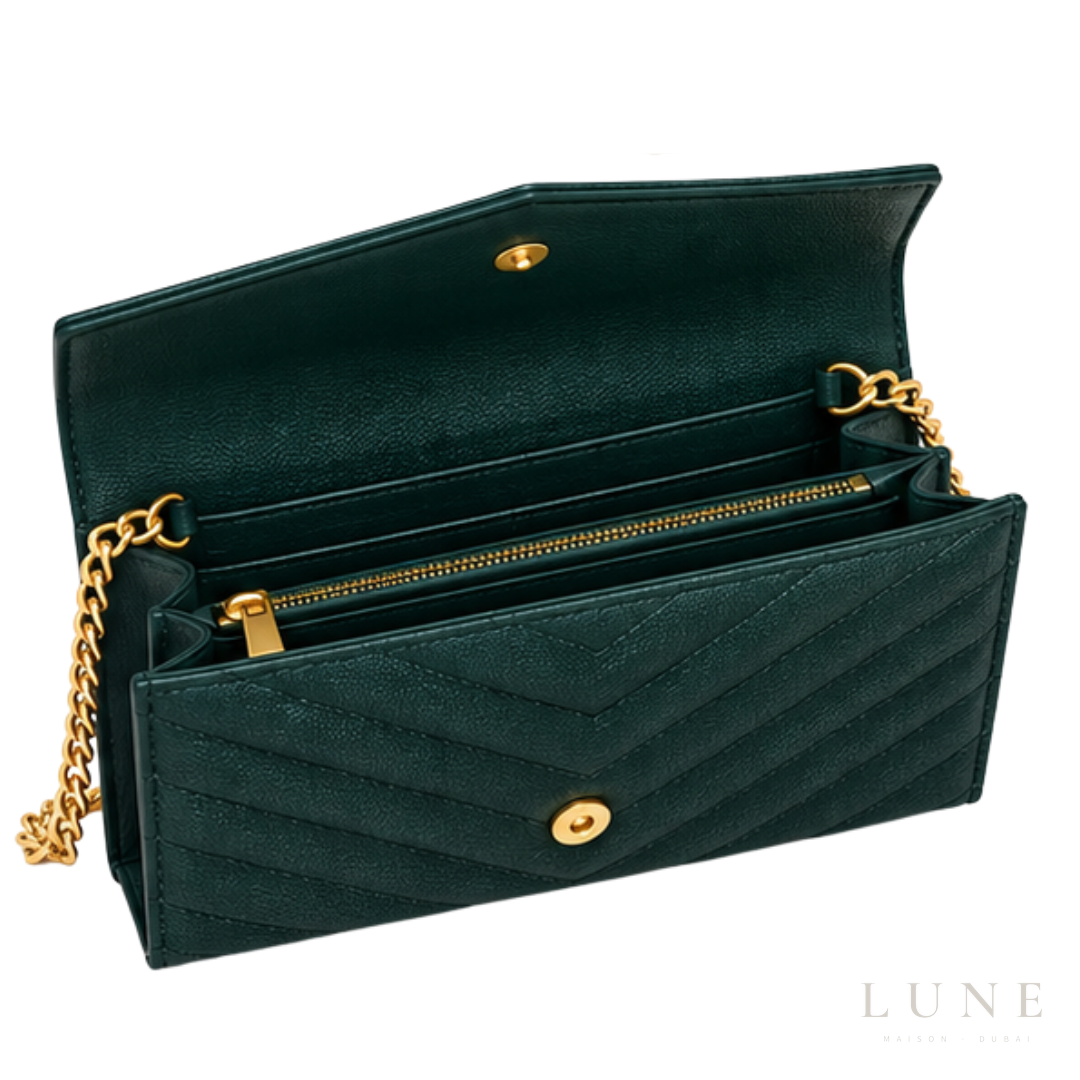 Saint Laurent Cassandre Wallet on Chain – Green