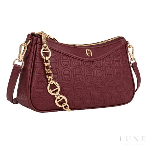 Aigner Bag | Delia Monogram Shoulder Bag – Burgundy – Wine