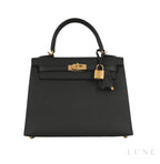 Hermès Kelly 28 Sellier Handbag - Black Epsom Leather with Gold Hardware