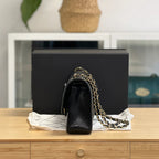 Classic Caviar 30 cm Bag – Black & Gold