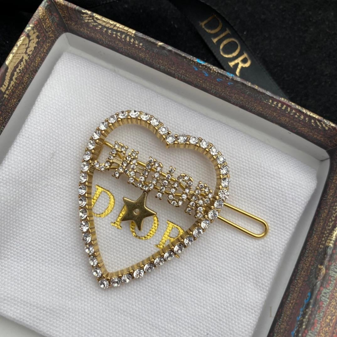Dior Crystal Heart JAdior Barrette Jewelry – Gold