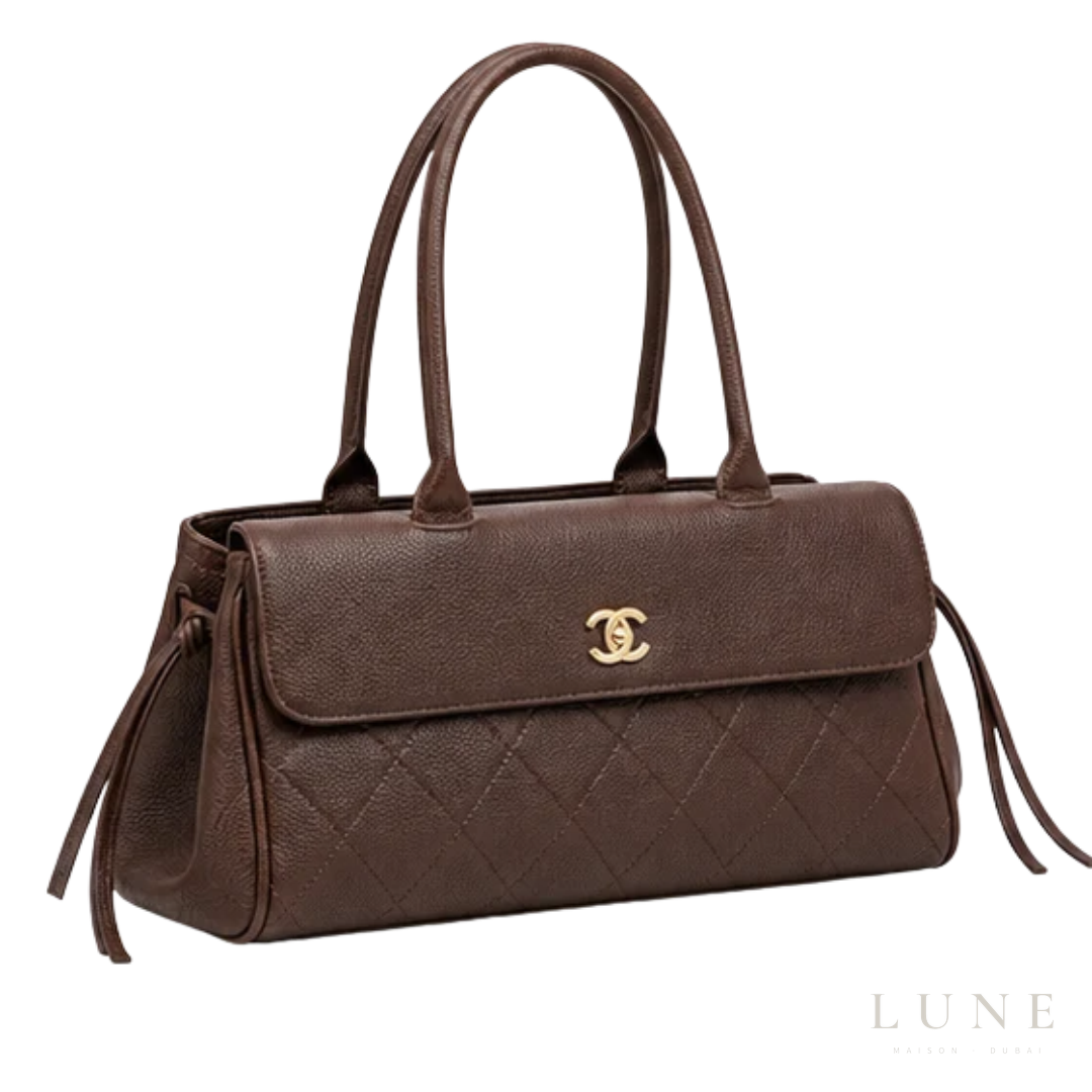 Chanel Bag | Urban Essentials Small Shopping Bag (East-West Baguette Tote) – Dark Brown (Espresso – Coffee)
