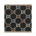 Gucci GG Check Wool Scarf – Black