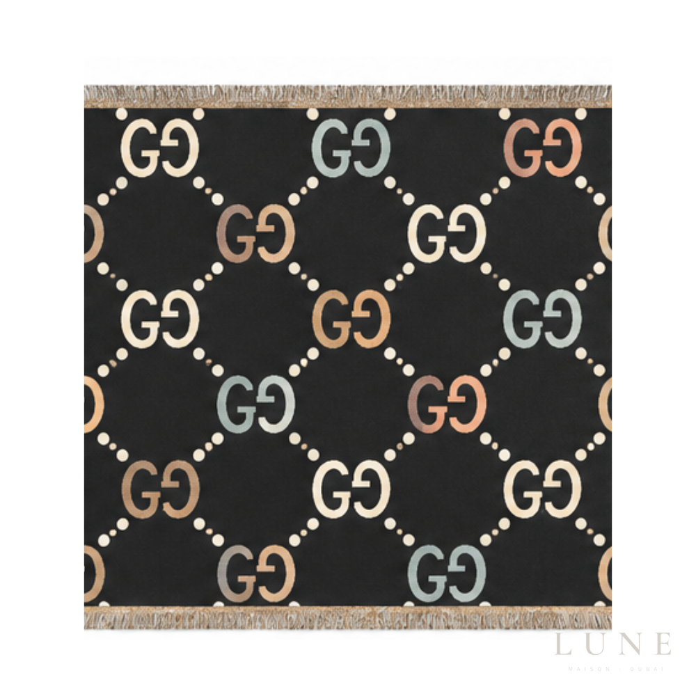 Gucci GG Check Wool Scarf – Black