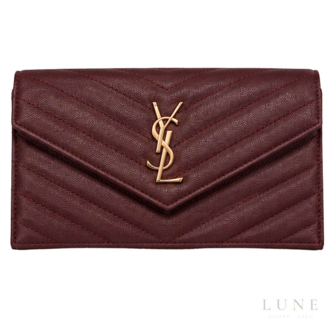 Saint Laurent Cassandre Wallet on Chain – Maroon