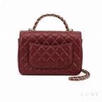 Chanel Top Handle Mini Rectangular Flap Bag – Burgundy - View 2