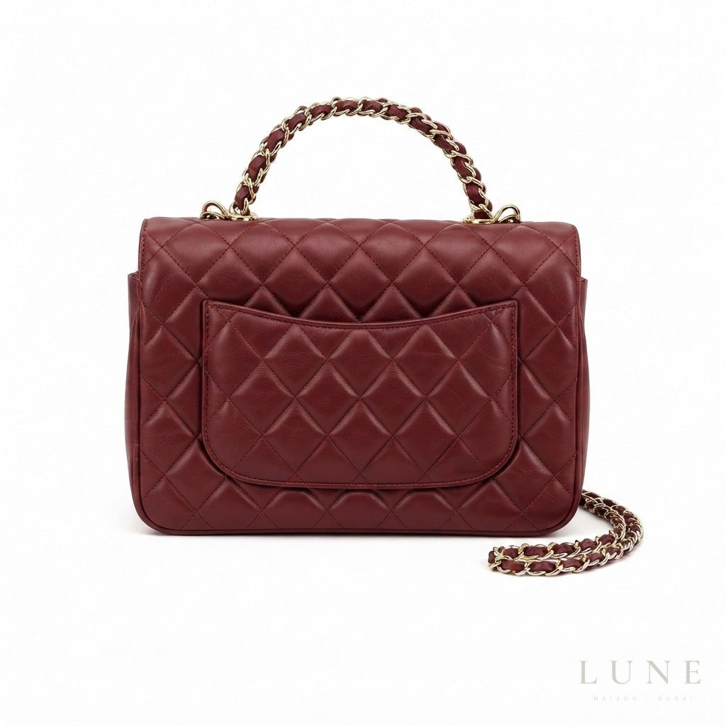 Chanel Top Handle Mini Rectangular Flap Bag – Burgundy - View 2