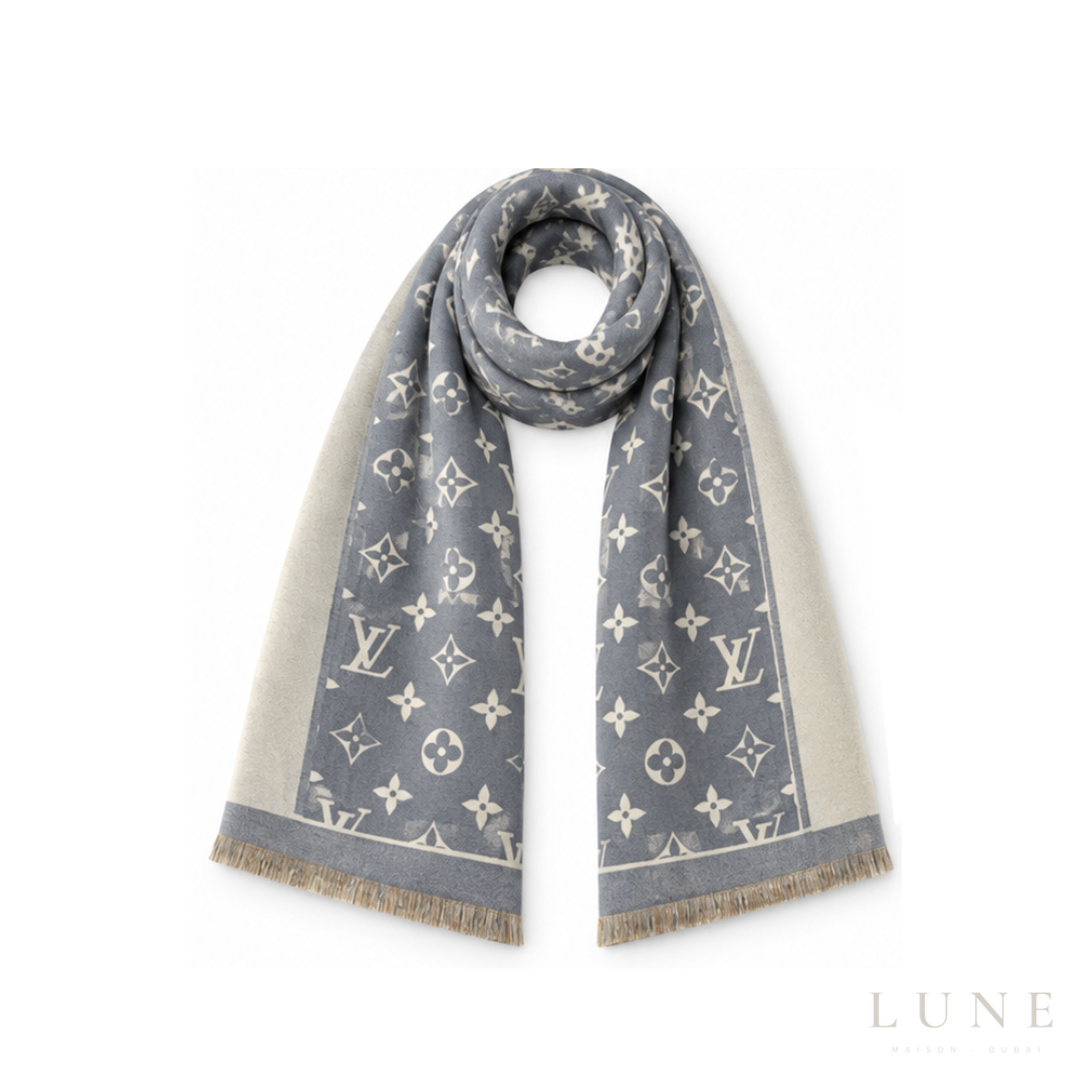 Louis Vuitton Monogram Denim Slate Scarf – Grey