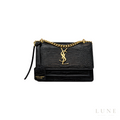 YSL Sunset Medium Croc-Embossed Leather