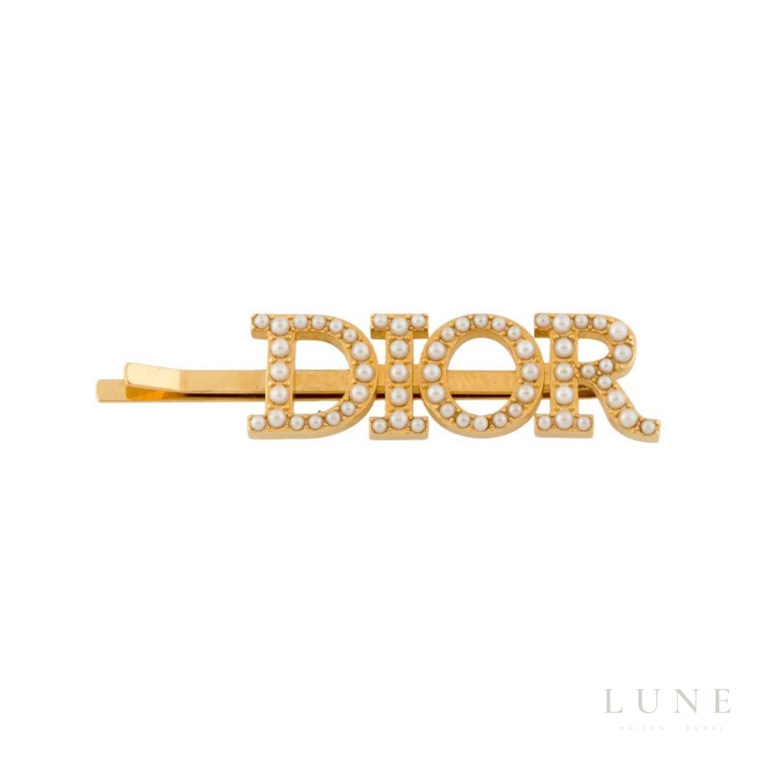 Dior Hairclip Metal Beads Logo Jewelry – Gold