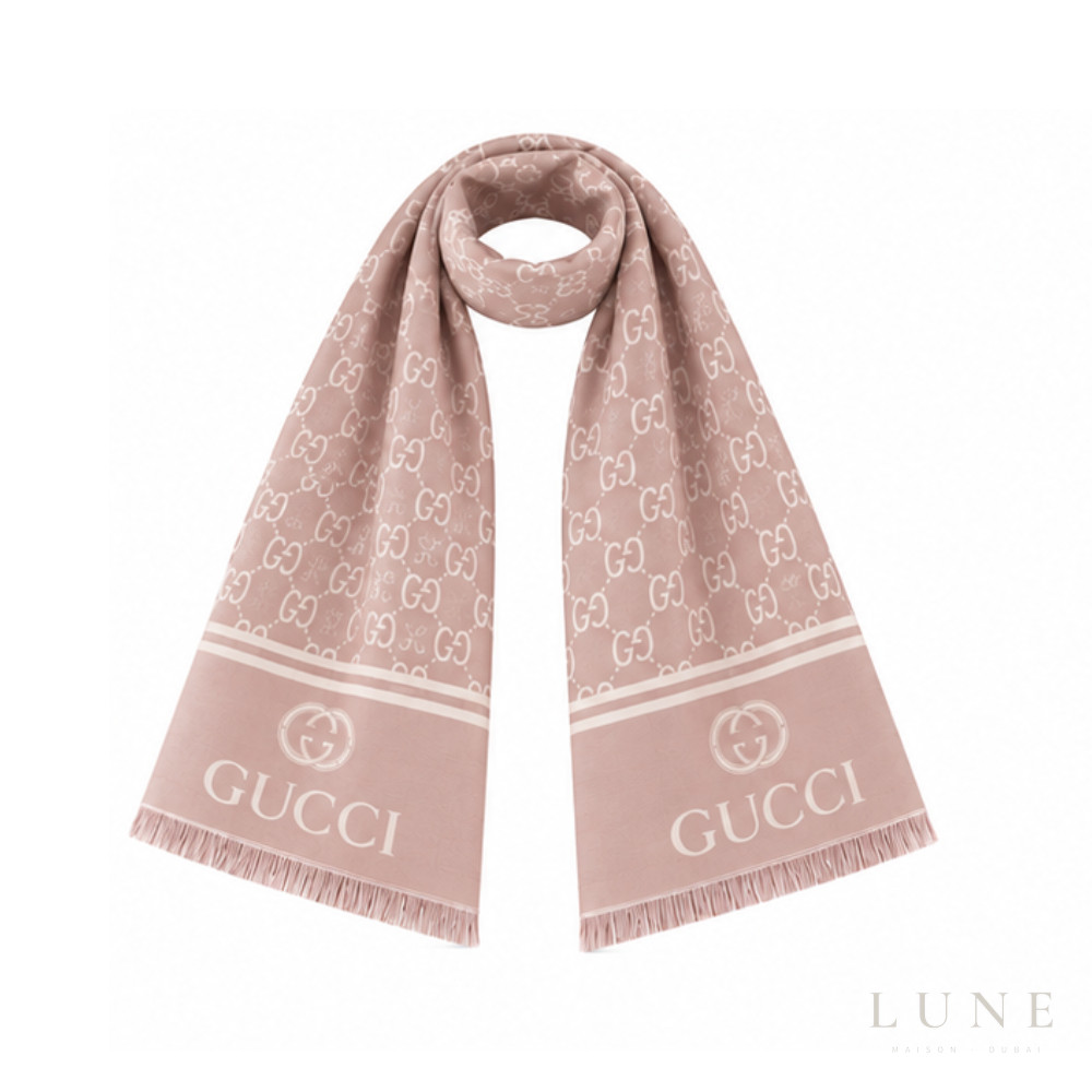 Gucci | Scarf GG Monogram Jacquard Dusty Pink - View 3