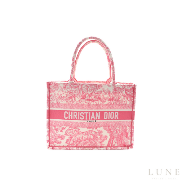 Dior Canvas Embroidered Tote Pink Bag