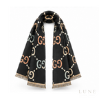 Gucci GG Check Wool Scarf – Black